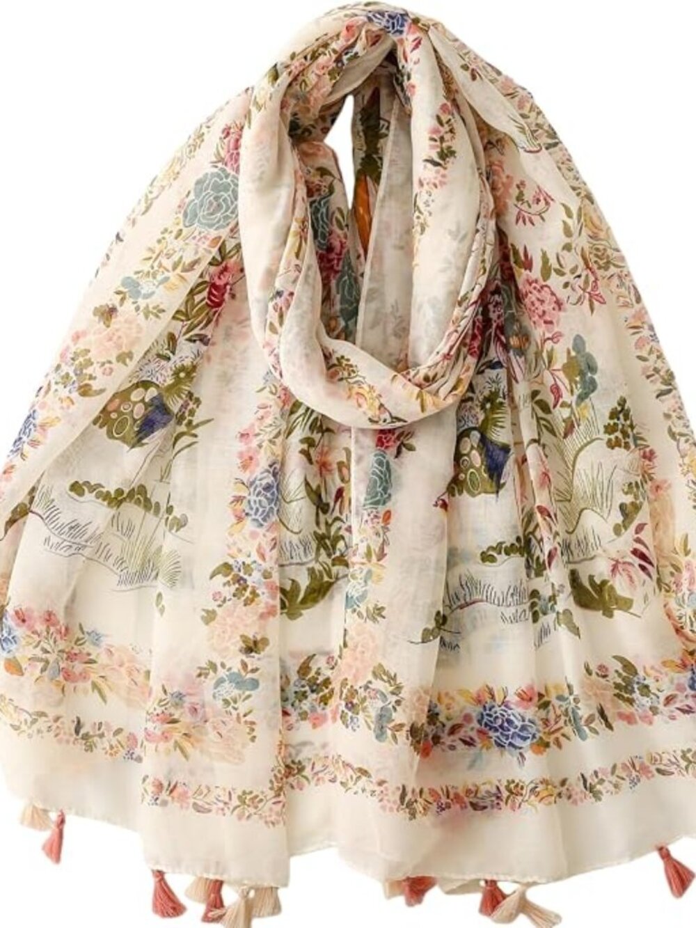 Women’s Boho Travel Scarf Lightweight Oversized Shawl Wrap Multicolor